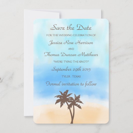 Save The Date La collection de mariages Watercolor Beach (Devant)