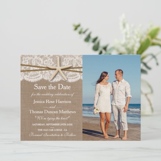 Save The Date La collection rustique de mariage Starfish Beach P (Debout devant)