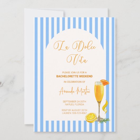 Save The Date La Dolce Vita Bachelorette Week-end (Devant)