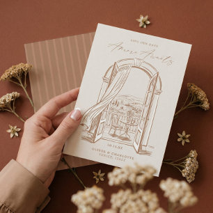 Save The Date La Dolce Vita Chic Dessin à main levée Venise Ital