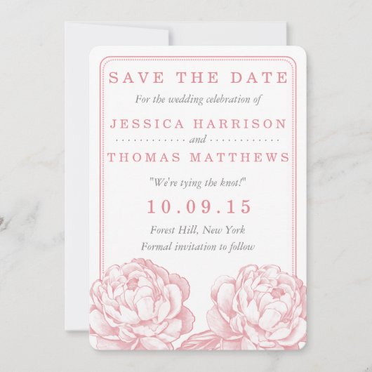 Save The Date La jolie collection de Mariages floraux Peony (Devant)