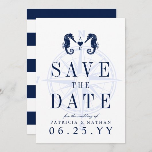 Save The Date La Marée de l'amour | Seahorse Theme Enregistrer l (Devant / Derrière)