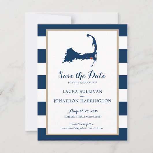 Save The Date La Marine Stripes Harwich Wequassett Cape Cod | MA (Devant)