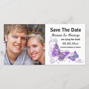 Save The Date La photo bleue pourpre de fiançailles