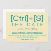 Save The Date La typographie de Geeky Enregistrer la date, Turqu (Devant / Derrière)