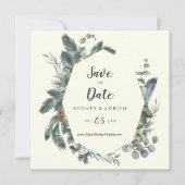 Save The Date La verdure d'hiver | Mariage en ivoire Enregistrer (Devant)