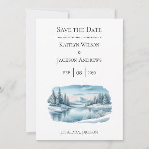 Save The Date Lac d'hiver de Snowy Mountain, retenez la date