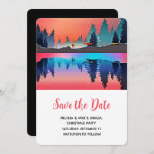 Save The Date Lac d'hiver pittoresque avec Cerf (Devant / Derrière)