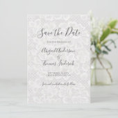 Save The Date Lace Blanche Floral Script QR code Enregistrer la  (Debout devant)