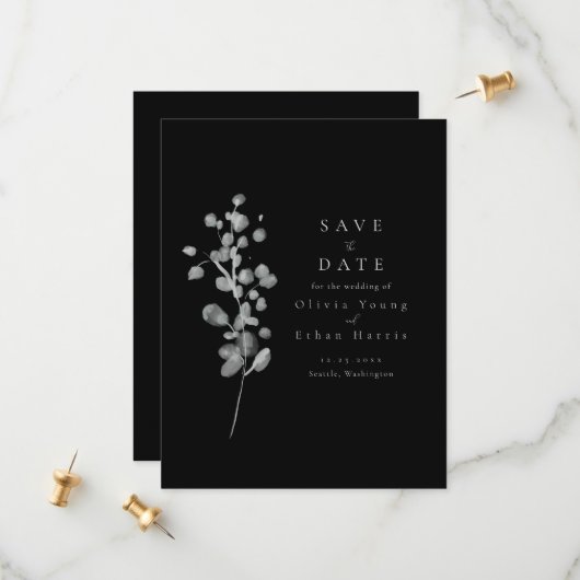 Save The Date Lacquer noir Enregistrer la date (Devant/Arrière en situation)