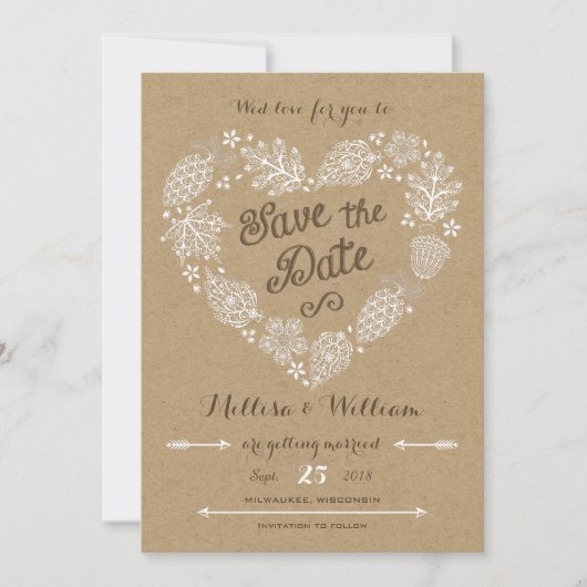 Save The Date Lacy Feuilles - Fall in Love Enregistrer la date (Devant)