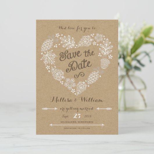 Save The Date Lacy Feuilles - Fall in Love Enregistrer la date (Debout devant)