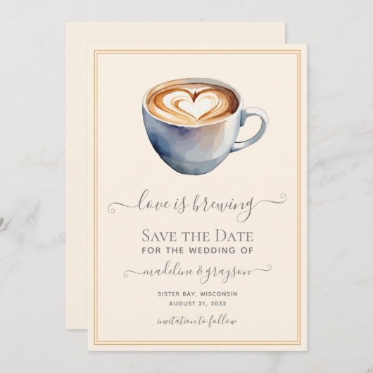 Save The Date L'amour brasse du café (Devant / Derrière)
