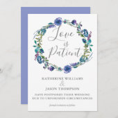 Save The Date L'amour est Mariage patient Date Changer Violet Fl (Devant / Derrière)