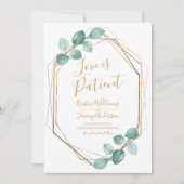 Save The Date L'amour est patient Eucalyptus Gold Script Photo (Devant)