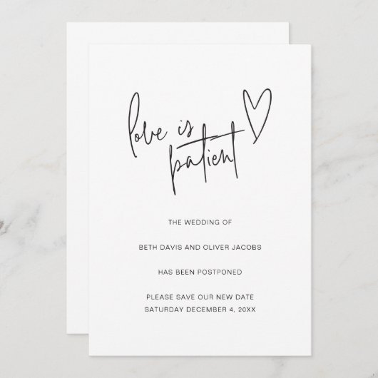 Save The Date L'amour est patient Faire suivre un simple faire-p (Devant / Derrière)
