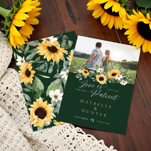 Save The Date L'amour est Patient Jaune Aquarelle Tournesols Pho