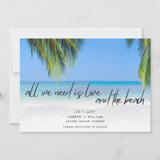 Save The Date L'amour et la plage Destination Mariage (Devant)