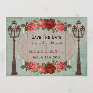 Save The Date Lampes de rue et Roses italiens vintages Enregistr