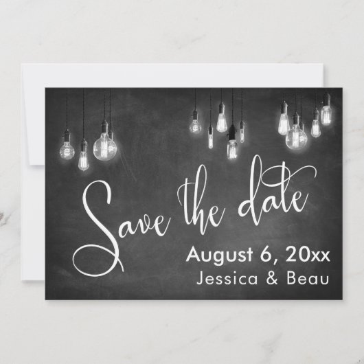Save The Date Lampes Edison Chalkboard, Enregistrer le script de (Devant)