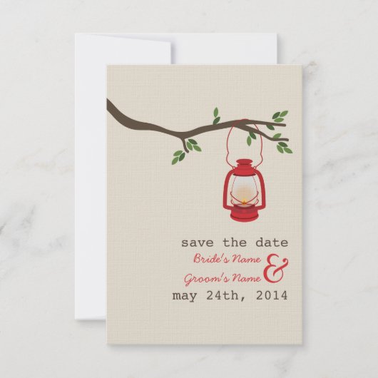 Save The Date Lanterne à huile rouge Mariage extérieur Enregistr (Devant)