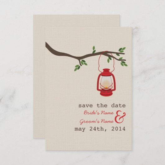 Save The Date Lanterne à huile rouge Mariage extérieur Enregistr (Devant / Derrière)