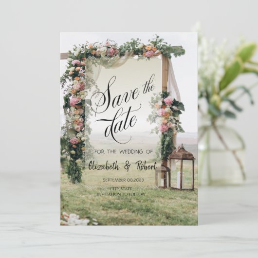 Save The Date Lanterne Arbor mariage Enregistrer La Date (Debout devant)