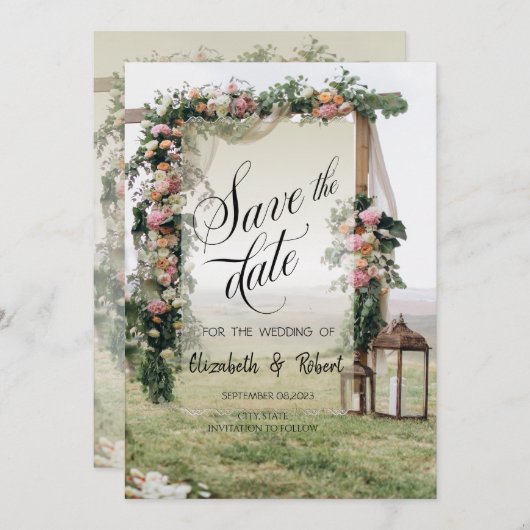 Save The Date Lanterne Arbor mariage Enregistrer La Date (Devant / Derrière)