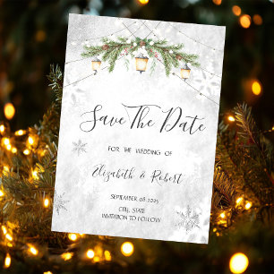 Save The Date Lanterne de branches d'hiver Flocons de neige Enre