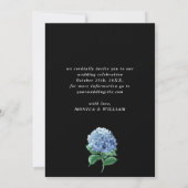 Save The Date Lanterne Hydrangea Bleue Mariage Noir Navy (Dos)