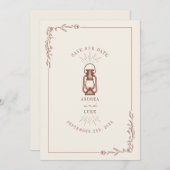 Save The Date Lanterne Rustique Vintage Terracotta Mariage (Devant / Derrière)