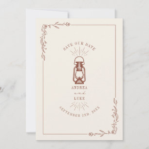 Save The Date Lanterne Rustique Vintage Terracotta Mariage