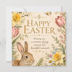 Save The Date Lapin de Pâques vintage Fleurs de jardin de bienve