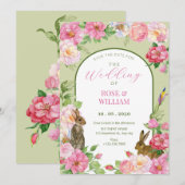 Save The Date Lapin floral  (Devant / Derrière)