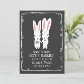 Save The Date Lapins de mariage mignons Épargnez la date Gris (Debout devant)