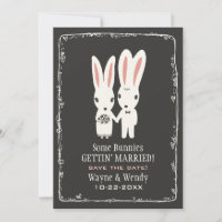 Lapins Mignons Mariage Date à Sauvegarder Gris
