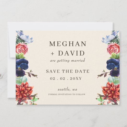 Save The Date L'aquarelle rustique fleurit le Mariage floral (Devant)