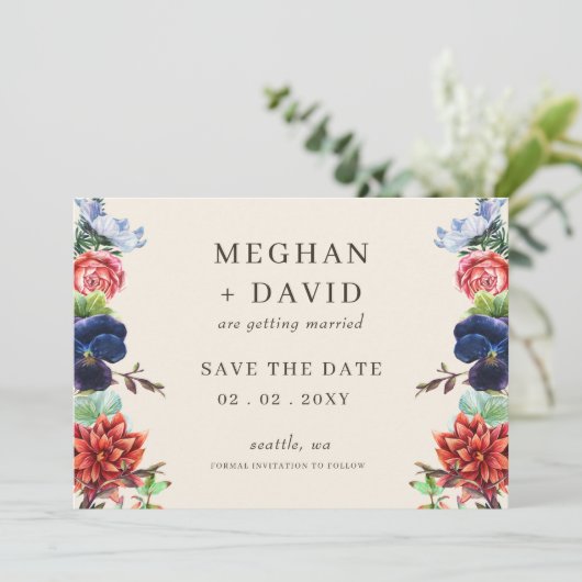 Save The Date L'aquarelle rustique fleurit le Mariage floral (Debout devant)