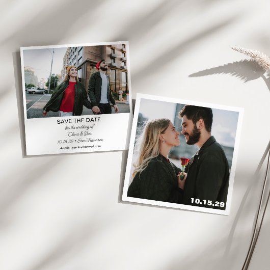 Save The Date Large Photo Modern Square Minimalist Wedding