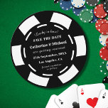Save The Date Las Vegas Casino Poker Chip Mariage Enregistrer La<br><div class="desc">La papeterie mariage de puces de poker est une façon unique et créative d'ajouter une touche de plaisir à vos invitations de mariage. Ces puces faites sur mesure enregistrer la date ronde invitations peuvent être personnalisées avec vos noms et mariage date et l'emplacement.</div>