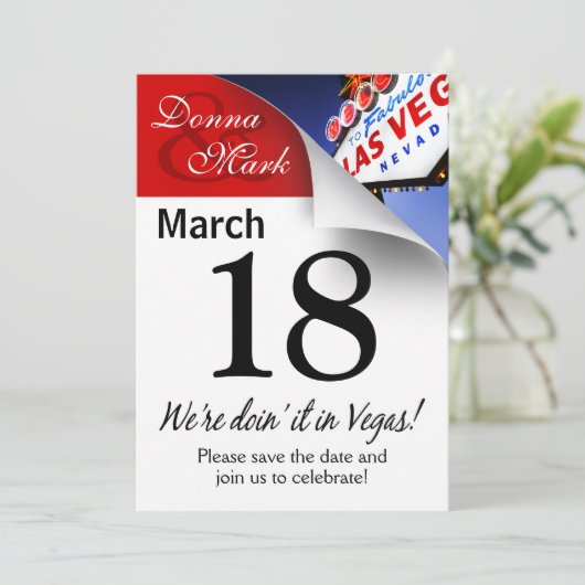Save The Date Las Vegas Enregistrer la page Calendrier des dates (Debout devant)