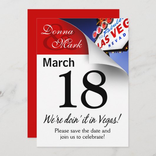 Save The Date Las Vegas Enregistrer la page Calendrier des dates (Devant / Derrière)