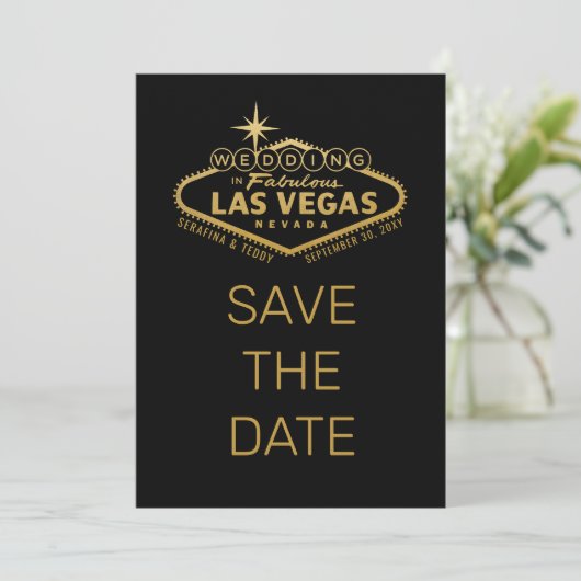 Save The Date Las Vegas Mariage Enregistrer la date Photo Black  (Debout devant)