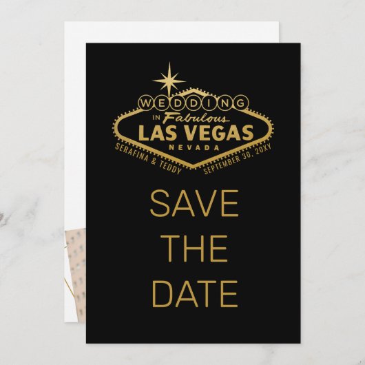 Save The Date Las Vegas Mariage Enregistrer la date Photo Black  (Devant / Derrière)