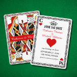 Save The Date Las Vegas Playing Card King & Queen Enregistrer La<br><div class="desc">Voici notre invitation de style carte à jouer Queen and King, le choix parfait pour votre mariage Las Vegas! Ces invitations sont conçues pour capturer l'essence de Sin City, avec leur design unique et leur style élégant. Chaque invitation comporte un roi royal et une reine de coeur. Les détails complexes...</div>