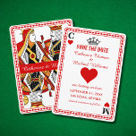 Save The Date Las Vegas Playing Card King & Queen Enregistrer La<br><div class="desc">Voici notre invitation de style carte à jouer Queen and King, le choix parfait pour votre mariage Las Vegas! Ces invitations sont conçues pour capturer l'essence de Sin City, avec leur design unique et leur style élégant. Chaque invitation comporte un roi royal et une reine de coeur. Les détails complexes...</div>