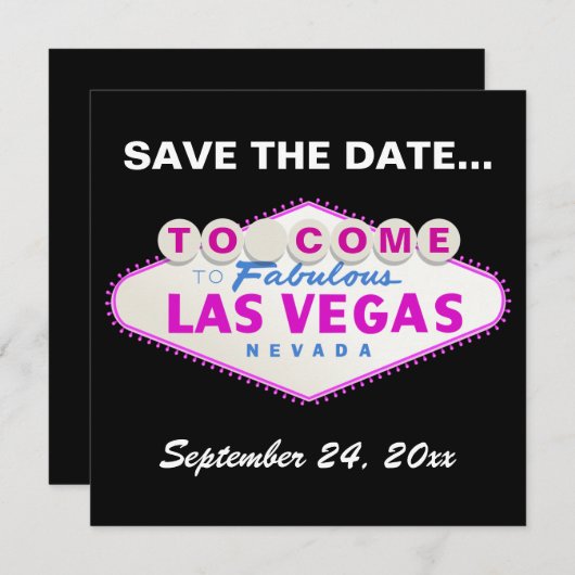Save The Date Las Vegas signe destination mariage Enregistrer la (Devant / Derrière)