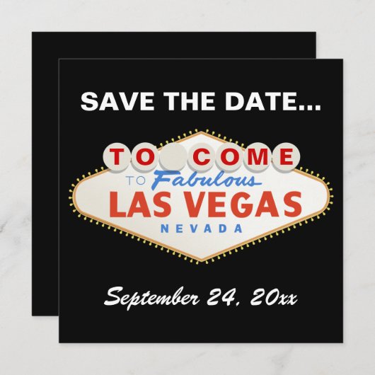 Save The Date Las Vegas signe mariage moderne Enregistrer la dat (Devant / Derrière)
