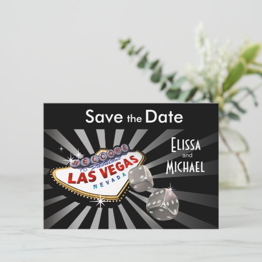 Save The Date Las Vegas Starburst Enregistrer la date argent noi (Debout devant)