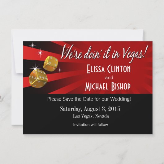 Save The Date Las Vegas Starburst Enregistrer la date rouge noir (Dos)
